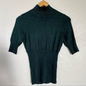 Express Design Studio Green Sparkle Mock Turtleneck Tee -Size M